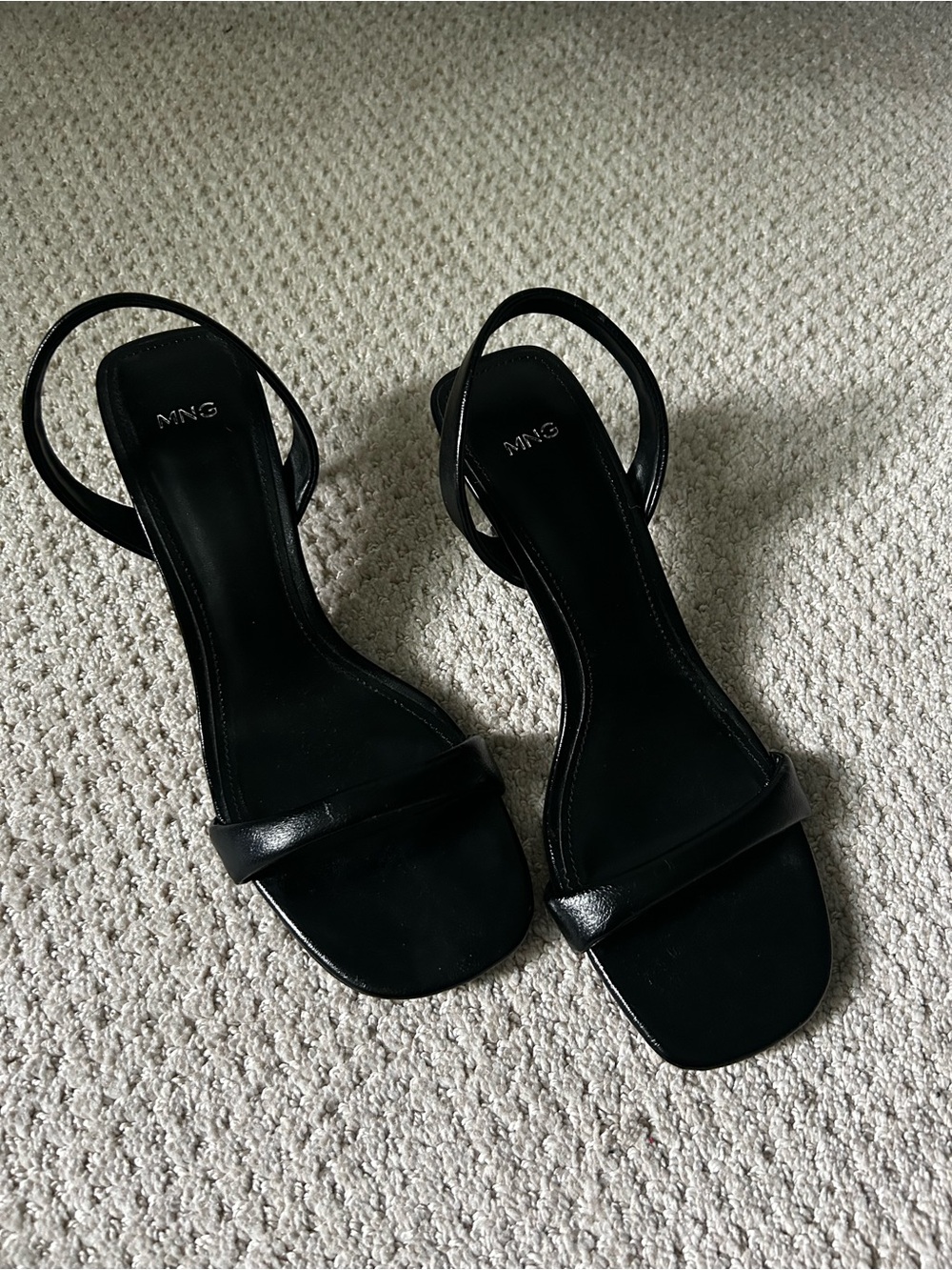 Mango Black Minimalist Strappy Heeled Sandal